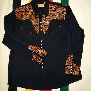 SCULLY EMBROIDERED BLACK MEN'S SHIRT